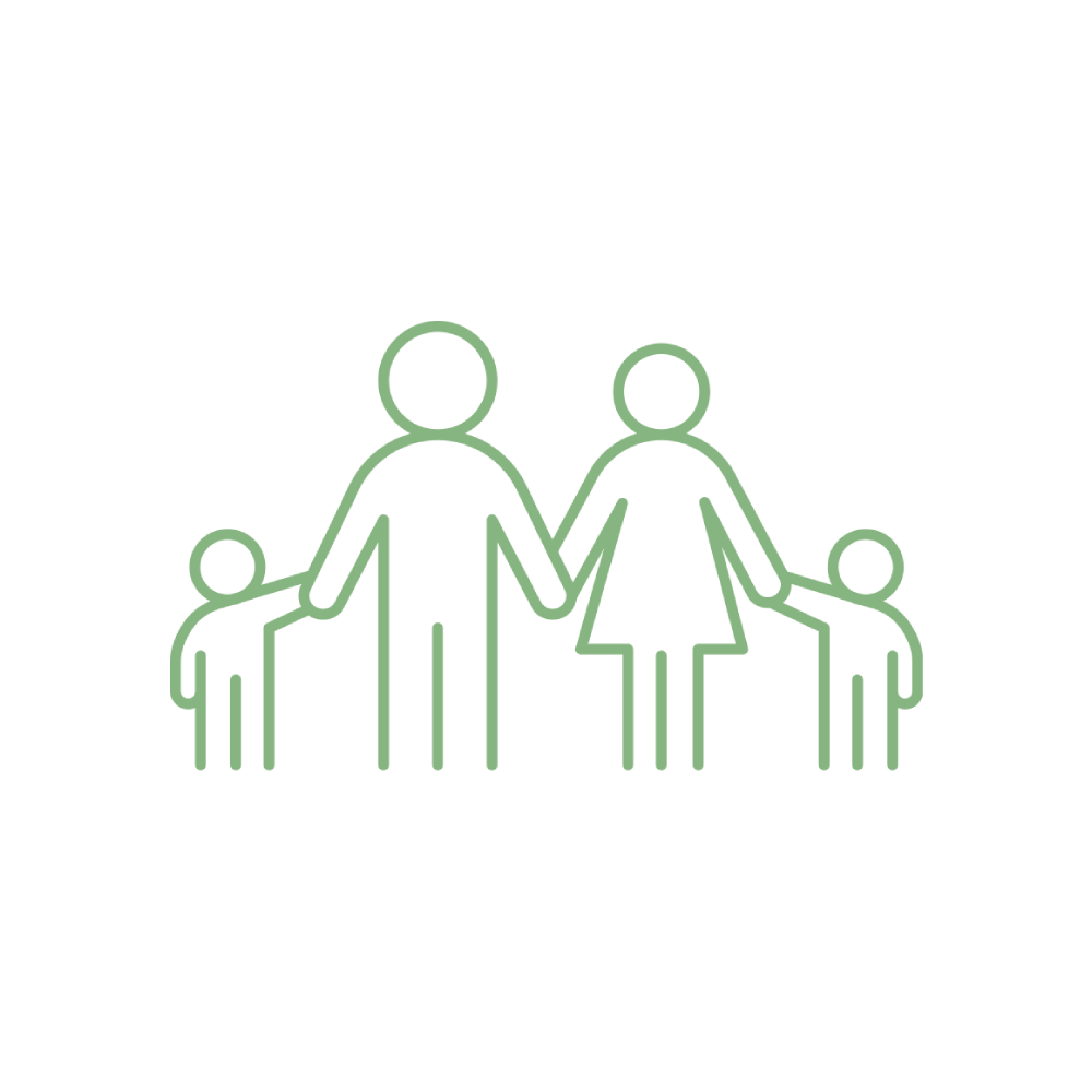 Family silhouette icon representing whole family chiropractic care for all ages